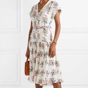 Veronica Beard Meagan Floral Dropped-Waist Midi Dress